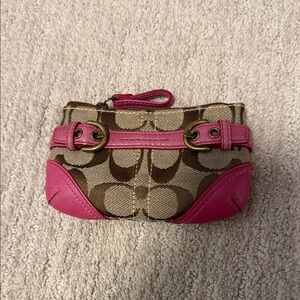 Coach y2k Pink and Brown coin pouch key case